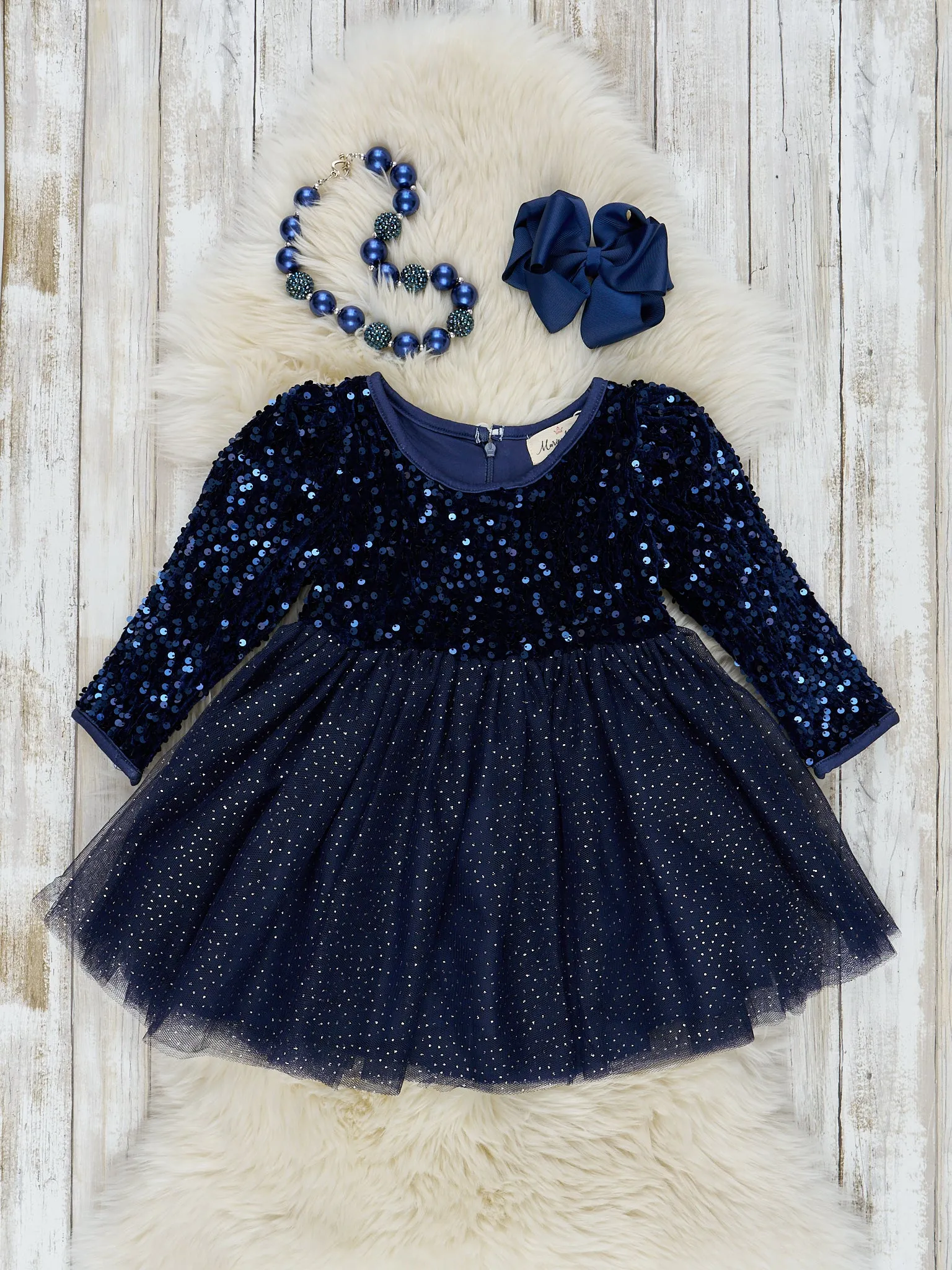 Sparkle Party Long Sleeve Tulle Dress