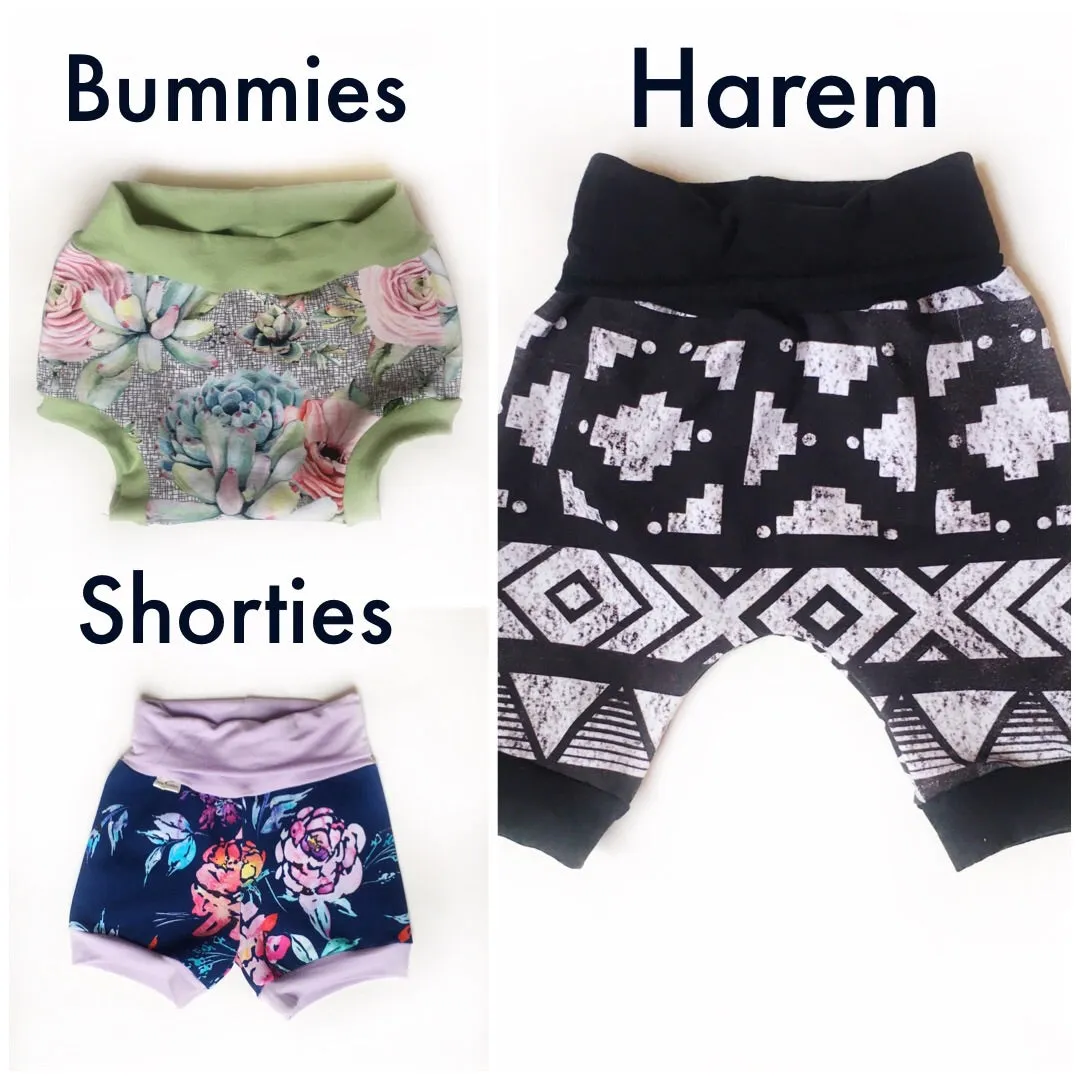 Tri-Chalk Harem Shorts, Grow-With-Me