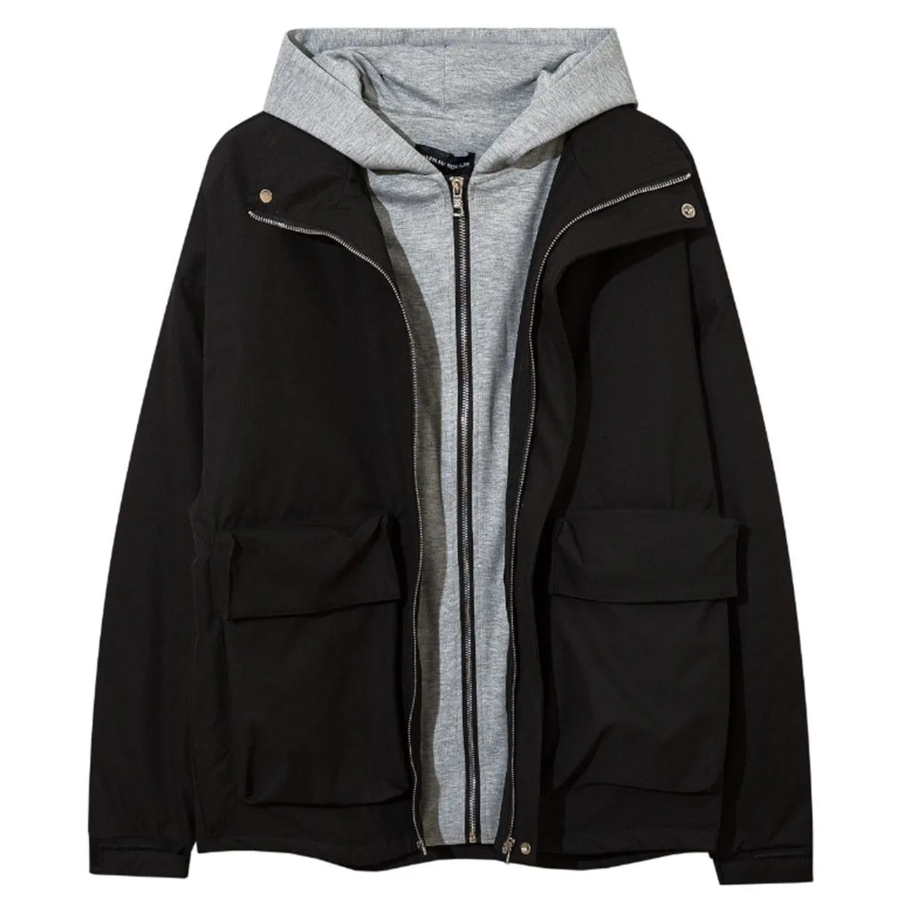 WLS Dark Double Patchwork Hooded Winter Coat